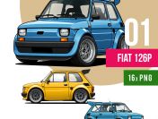 Fiat 126p Polski Maluch Grafiki PNG Do Druku Grafiki 300dpi
