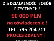 KREDYT DLA FIRM I OSÓB FIZYCZNYCH NA OŚWIADCZENIE DO 90 TYS.